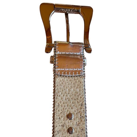 Guess Studded Rhinestone Silver Metallic Leather Bling Belt  L or XL(?) Pls Read main image 8